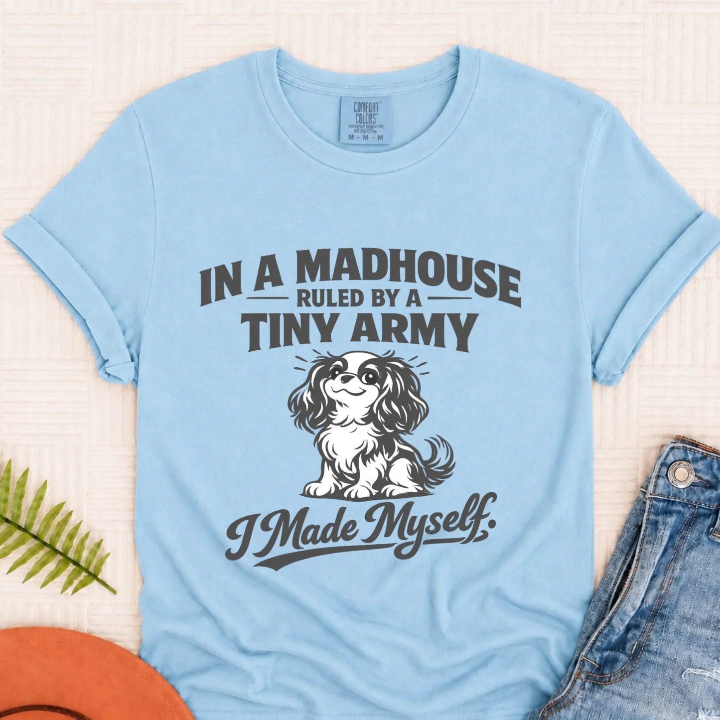 Cavalier King Charles Funny Tiny Army Unisex TShirt Chambray