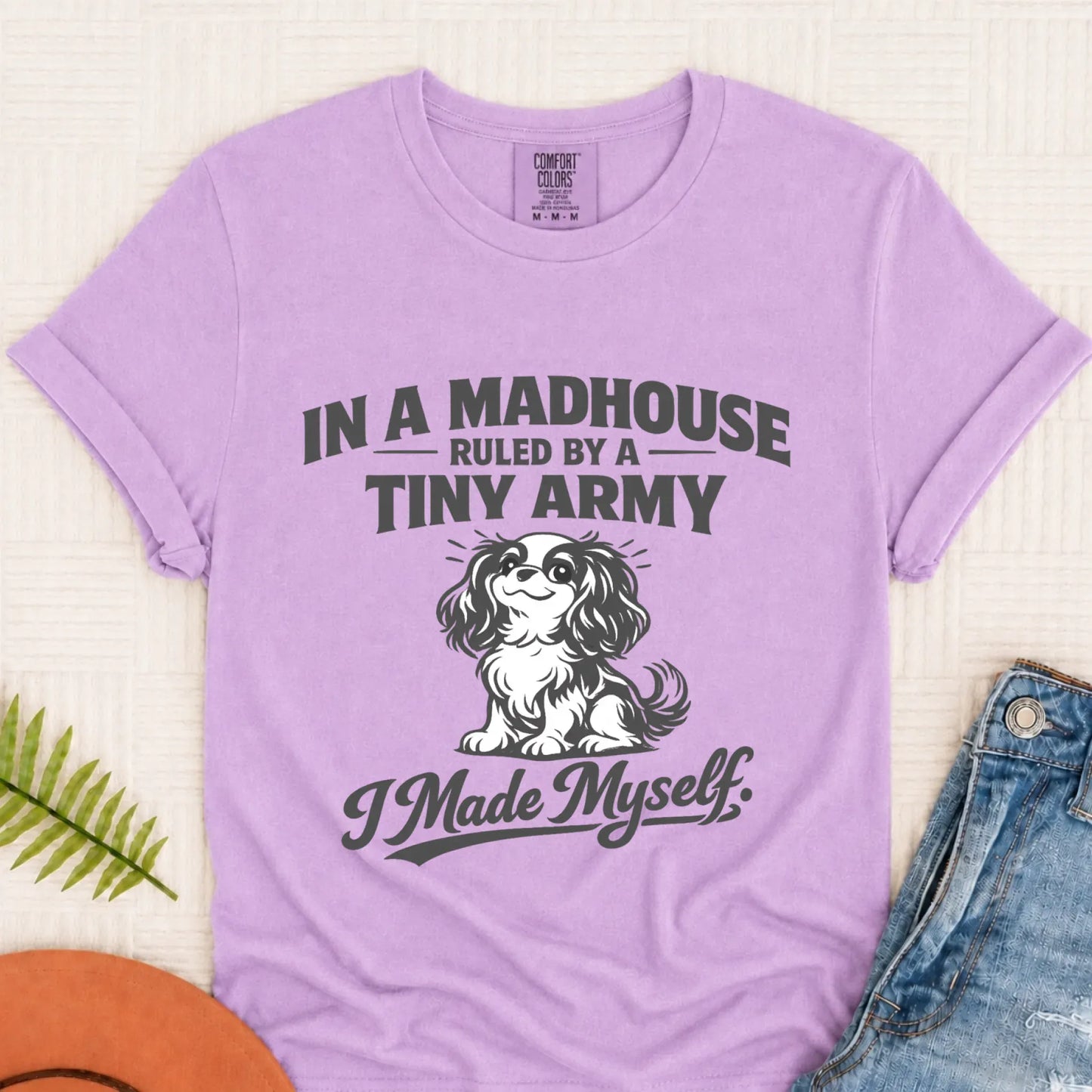 Cavalier King Charles Funny Tiny Army Unisex TShirt Orchid