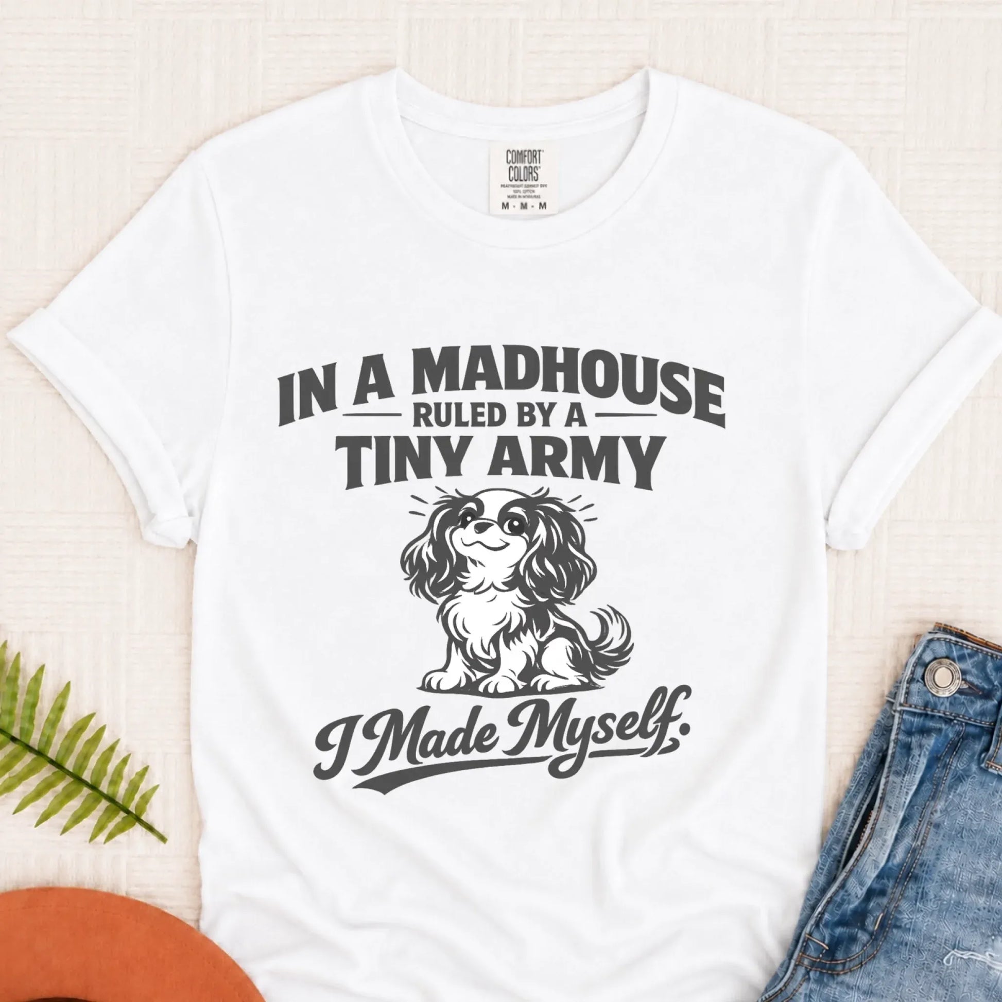 Cavalier King Charles Funny Tiny Army Unisex TShirt White