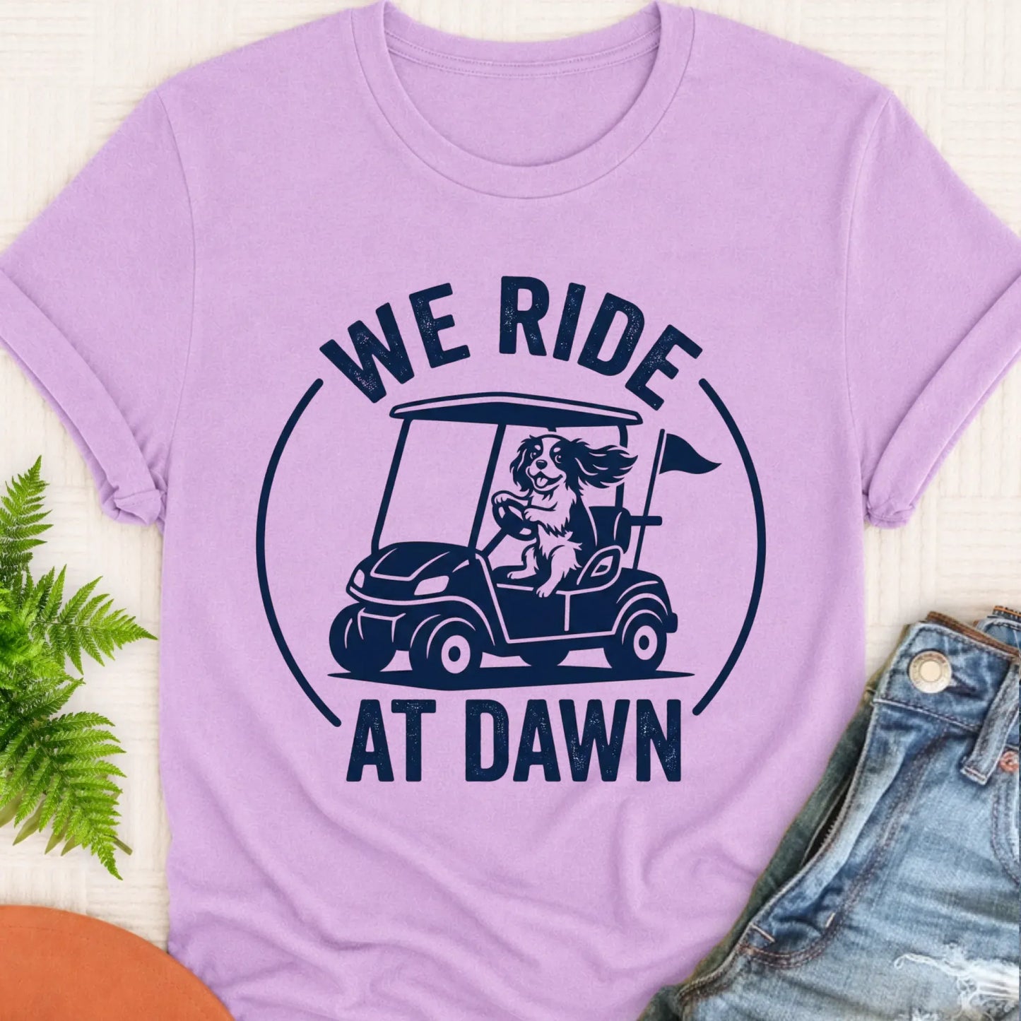 Cavalier King Charles Golf Cart Unisex TShirt Orchid