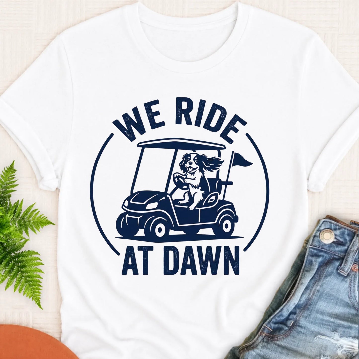 Cavalier King Charles Golf Cart Unisex TShirt White