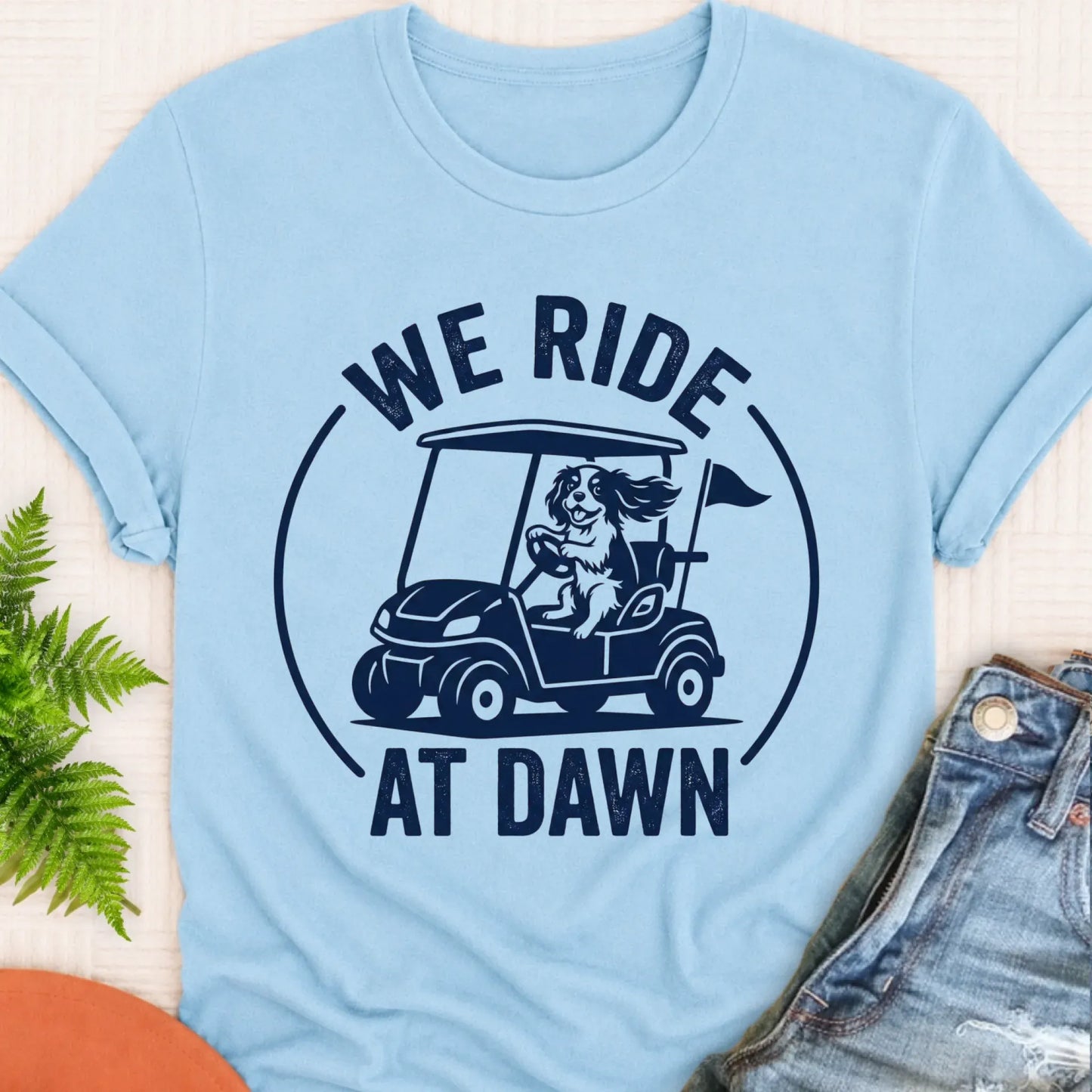 Cavalier King Charles Golf Cart Unisex TShirt Chambray