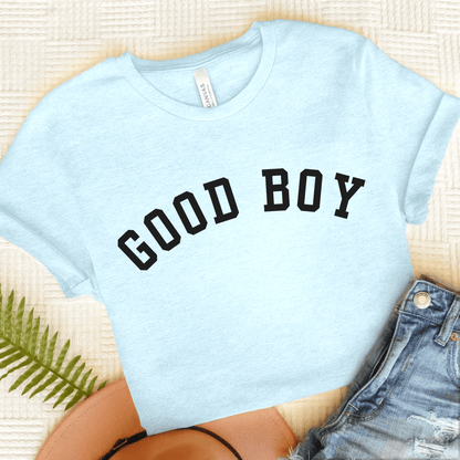 Dachshund Good Boy Unisex TShirt Heather Ice Blue