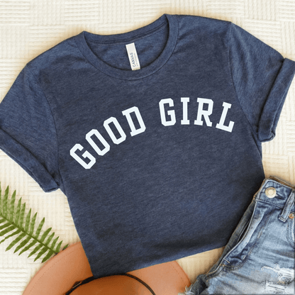 Dachshund Good Girl Unisex TShirt Heather Navy