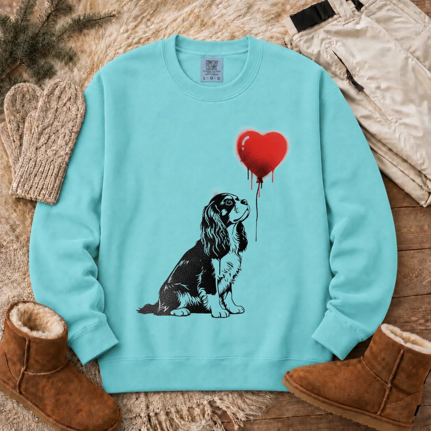 Sweatshirt Chalky Mint / S Cavalier King Charles Graffiti Heart Unisex Sweatshirt