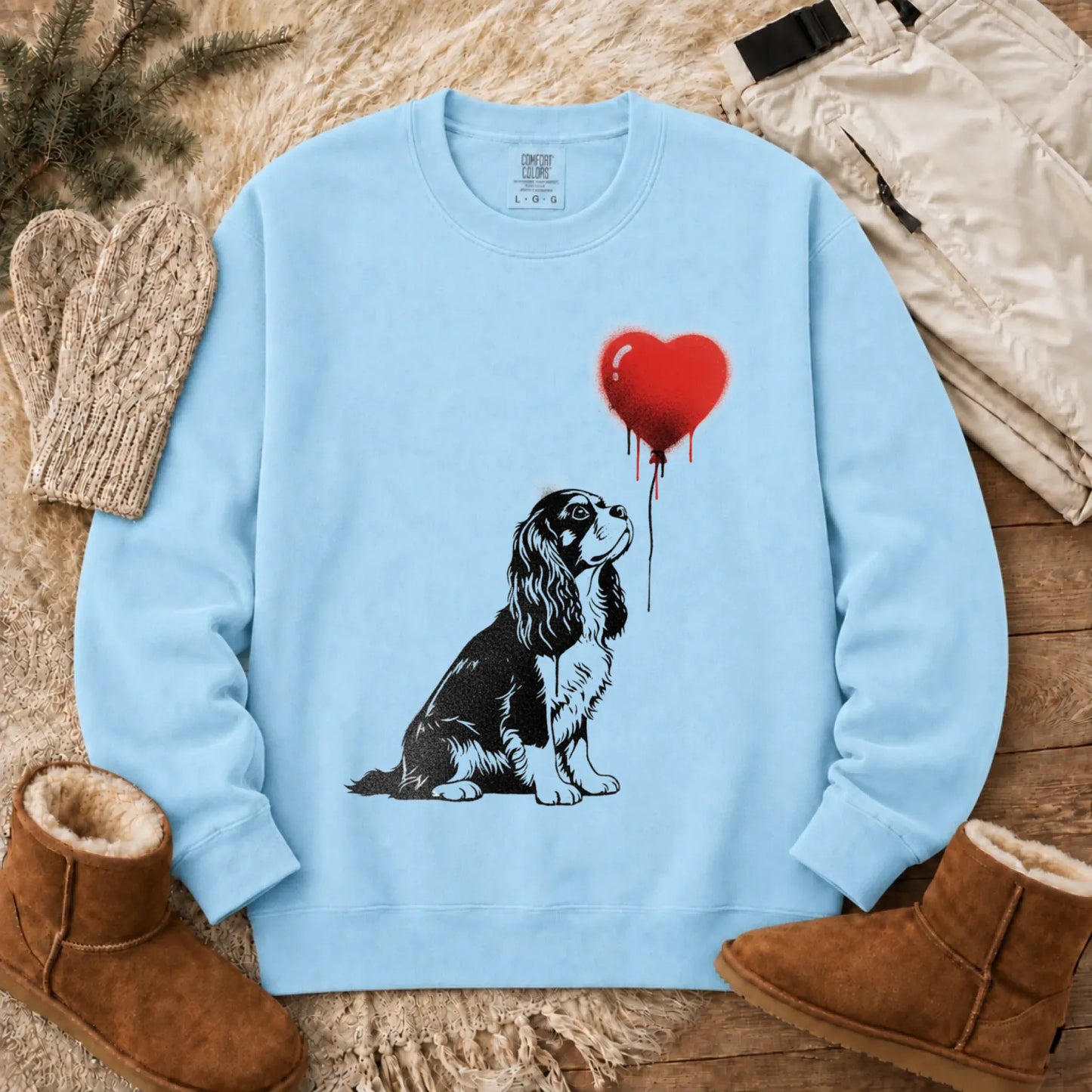 Sweatshirt Chambray / S Cavalier King Charles Graffiti Heart Unisex Sweatshirt