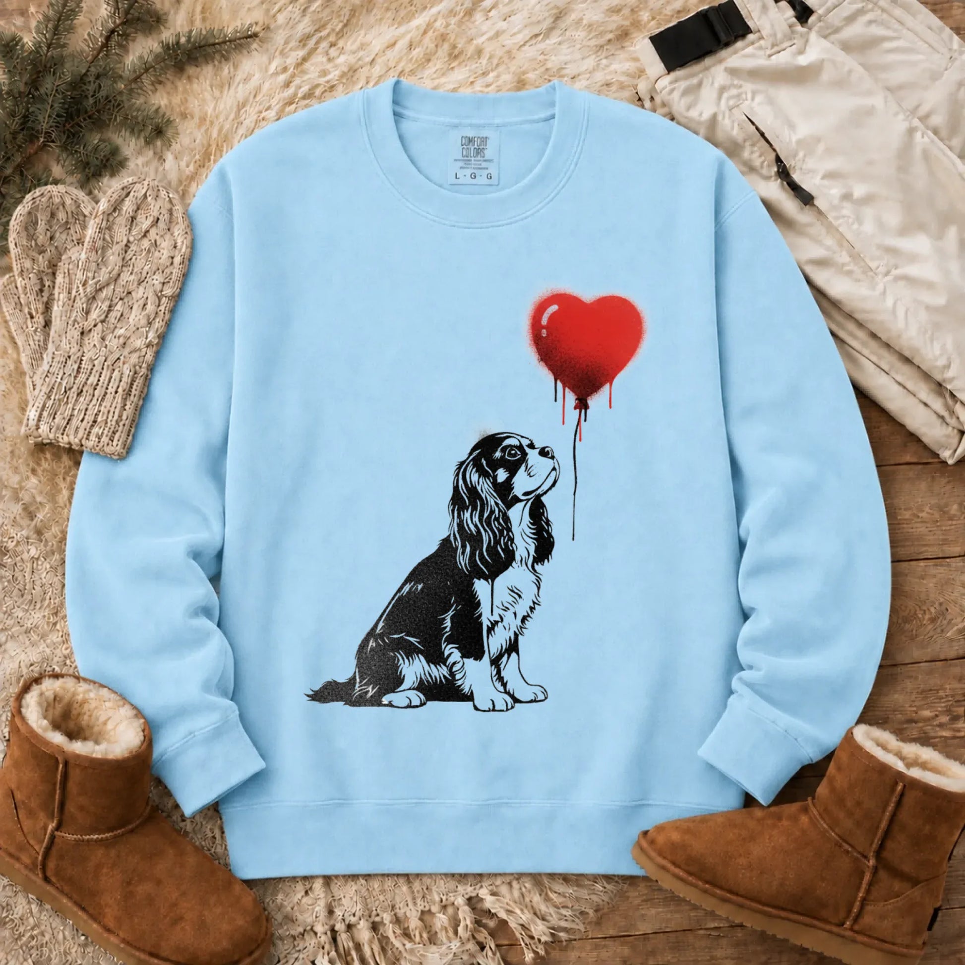 Sweatshirt Chambray / S Cavalier King Charles Graffiti Heart Unisex Sweatshirt