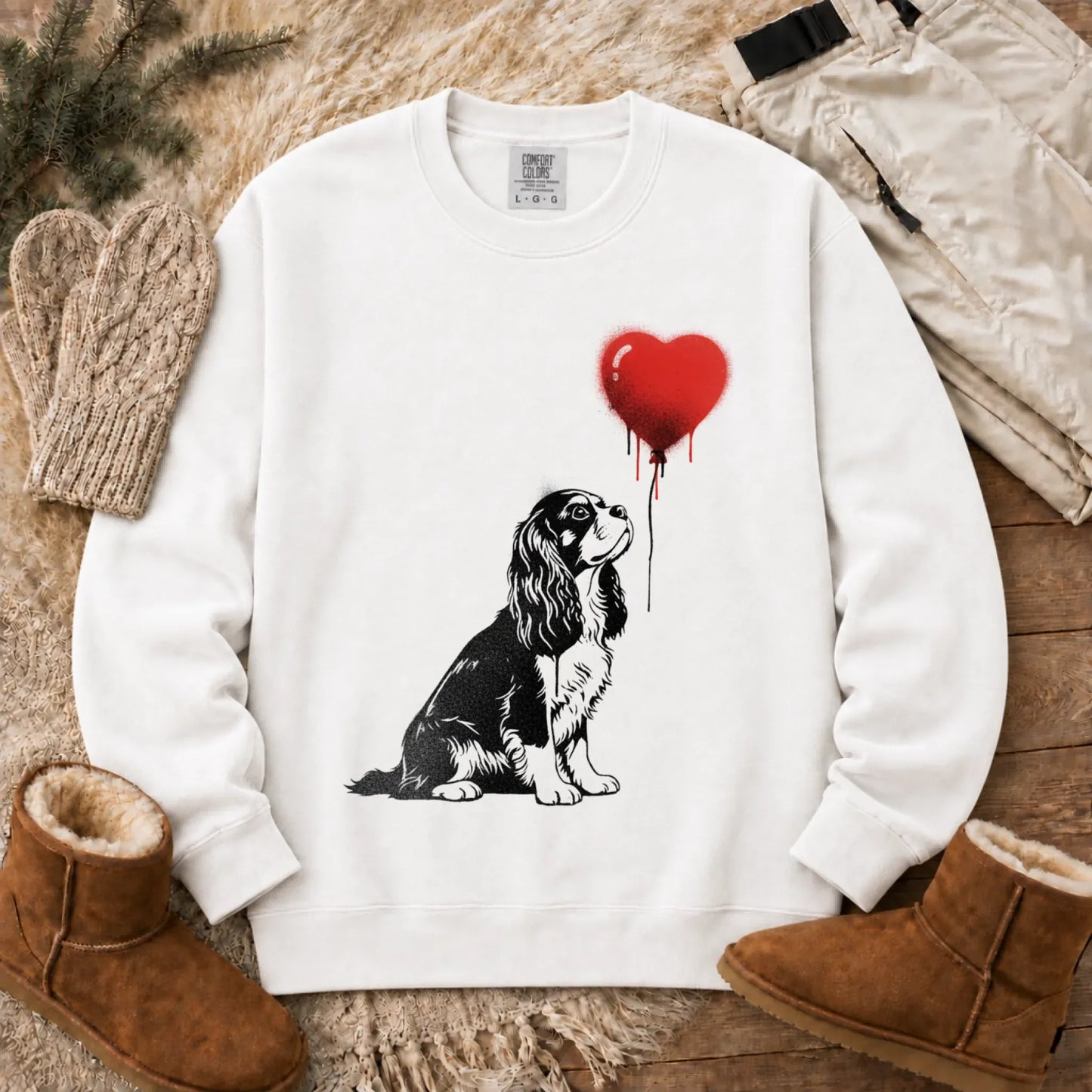 Sweatshirt White / S Cavalier King Charles Graffiti Heart Unisex Sweatshirt