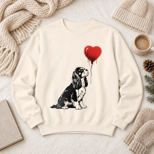 Cavalier King Charles Graffiti Heart Unisex Sweatshirt Ivory