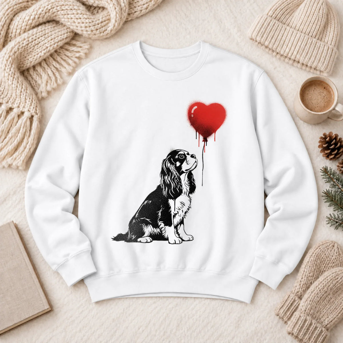 Cavalier King Charles Graffiti Heart Unisex Sweatshirt White