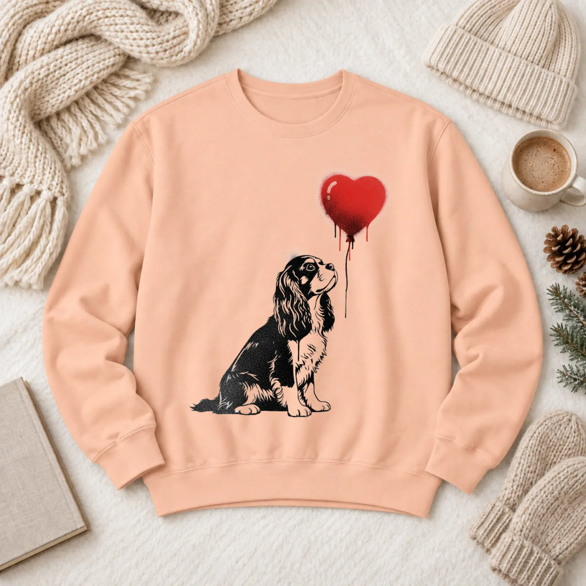 Cavalier King Charles Graffiti Heart Unisex Sweatshirt Peachy