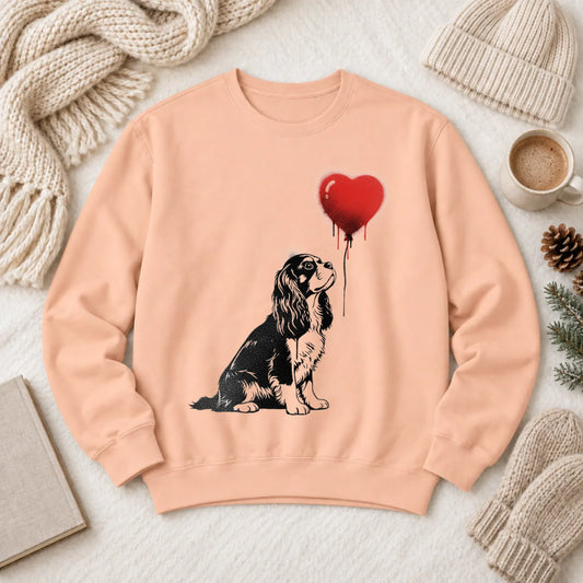 Cavalier King Charles Graffiti Heart Unisex Sweatshirt Peachy