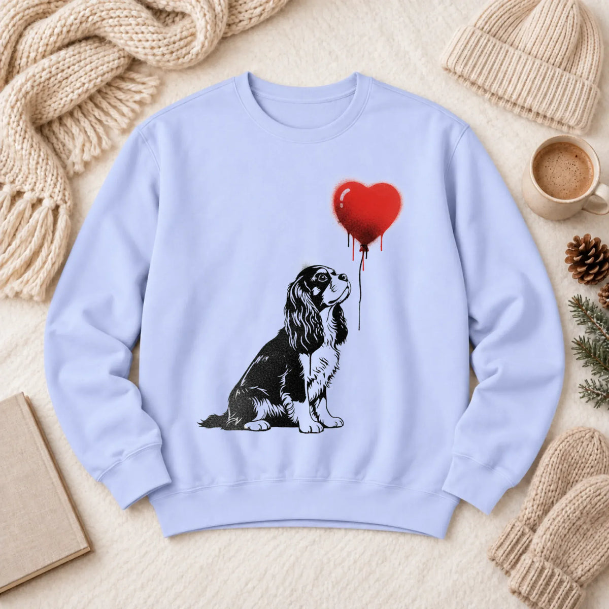 Cavalier King Charles Graffiti Heart Unisex Sweatshirt Hydrangea
