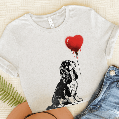 Cavalier King Charles Graffiti Heart Unisex Tshirt Ash