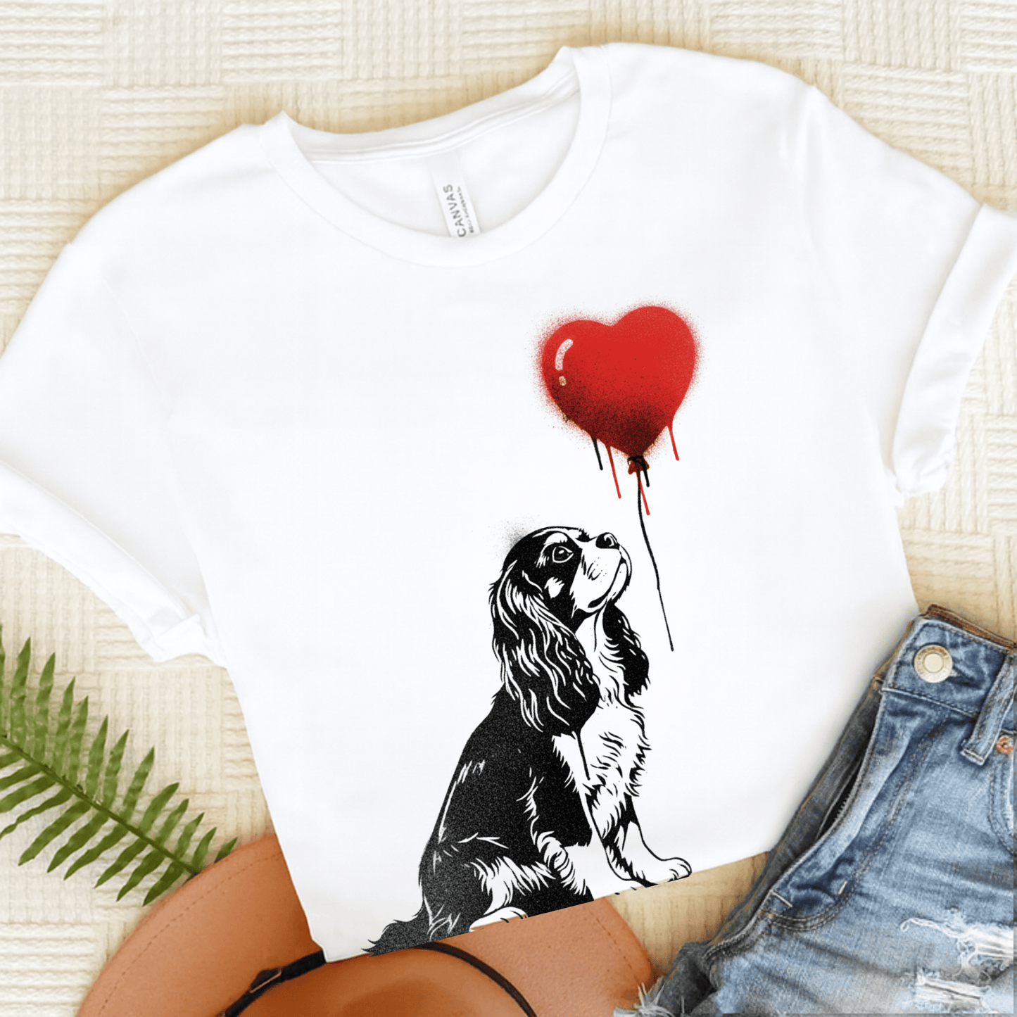 Cavalier King Charles Graffiti Heart Unisex Tshirt White