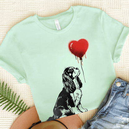 Cavalier King Charles Graffiti Heart Unisex Tshirt Heather Mint