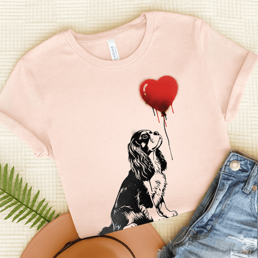 Cavalier King Charles Graffiti Heart Unisex Tshirt Soft Pink