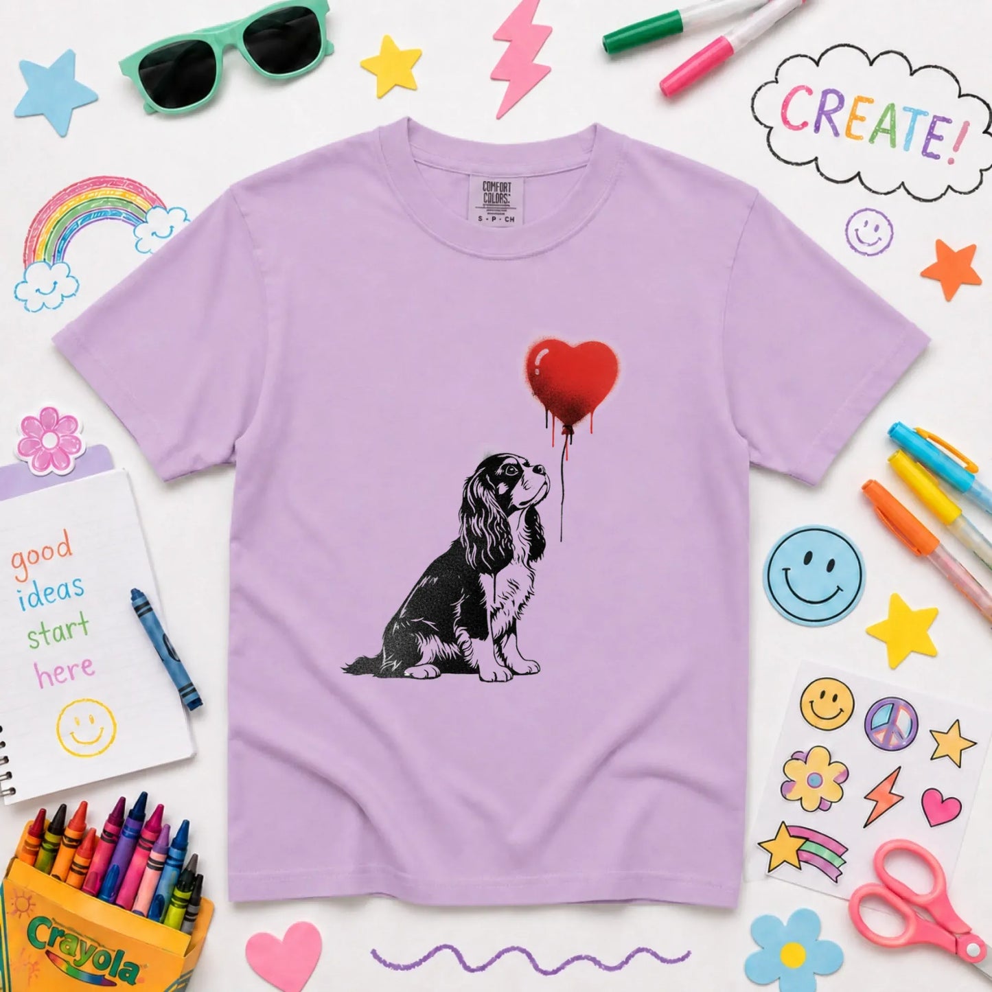 Youth Tshirt Orchid / XS Cavalier King Charles Graffiti Heart YOUTH Unisex Tshirt