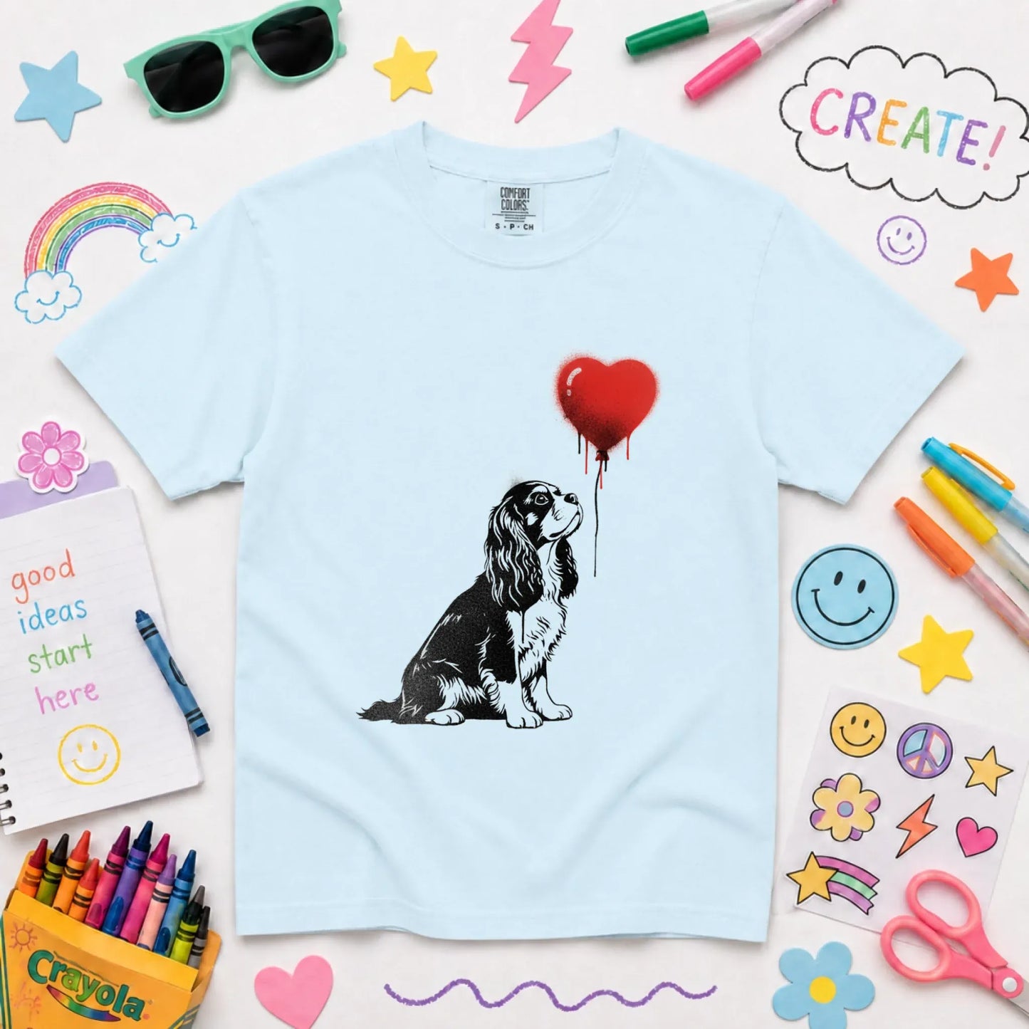 Youth Tshirt Chambray / XS Cavalier King Charles Graffiti Heart YOUTH Unisex Tshirt
