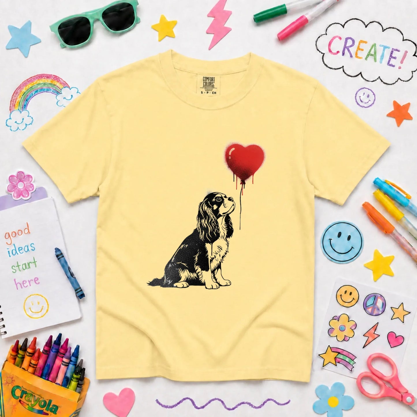 Youth Tshirt Butter / XS Cavalier King Charles Graffiti Heart YOUTH Unisex Tshirt