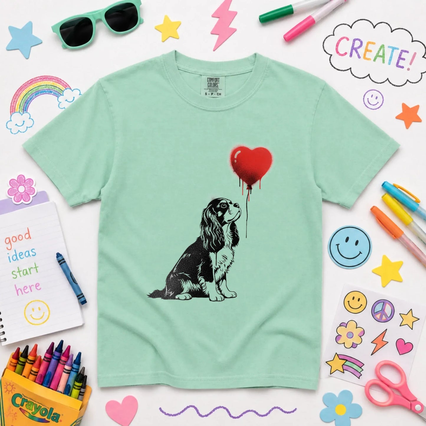 Youth Tshirt Island Reef / XS Cavalier King Charles Graffiti Heart YOUTH Unisex Tshirt