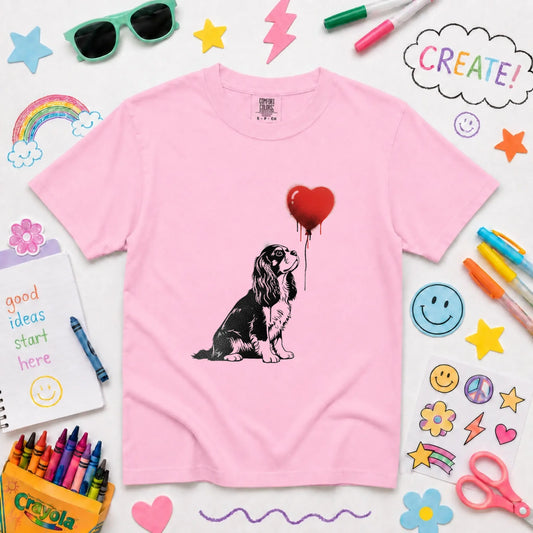 Cavalier King Charles Graffiti Heart YOUTH Unisex Tshirt NEW Youth Midweight Tee Blossom