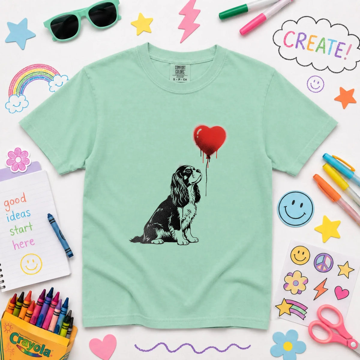 Cavalier King Charles Graffiti Heart YOUTH Unisex Tshirt NEW Youth Midweight Tee Island Reef