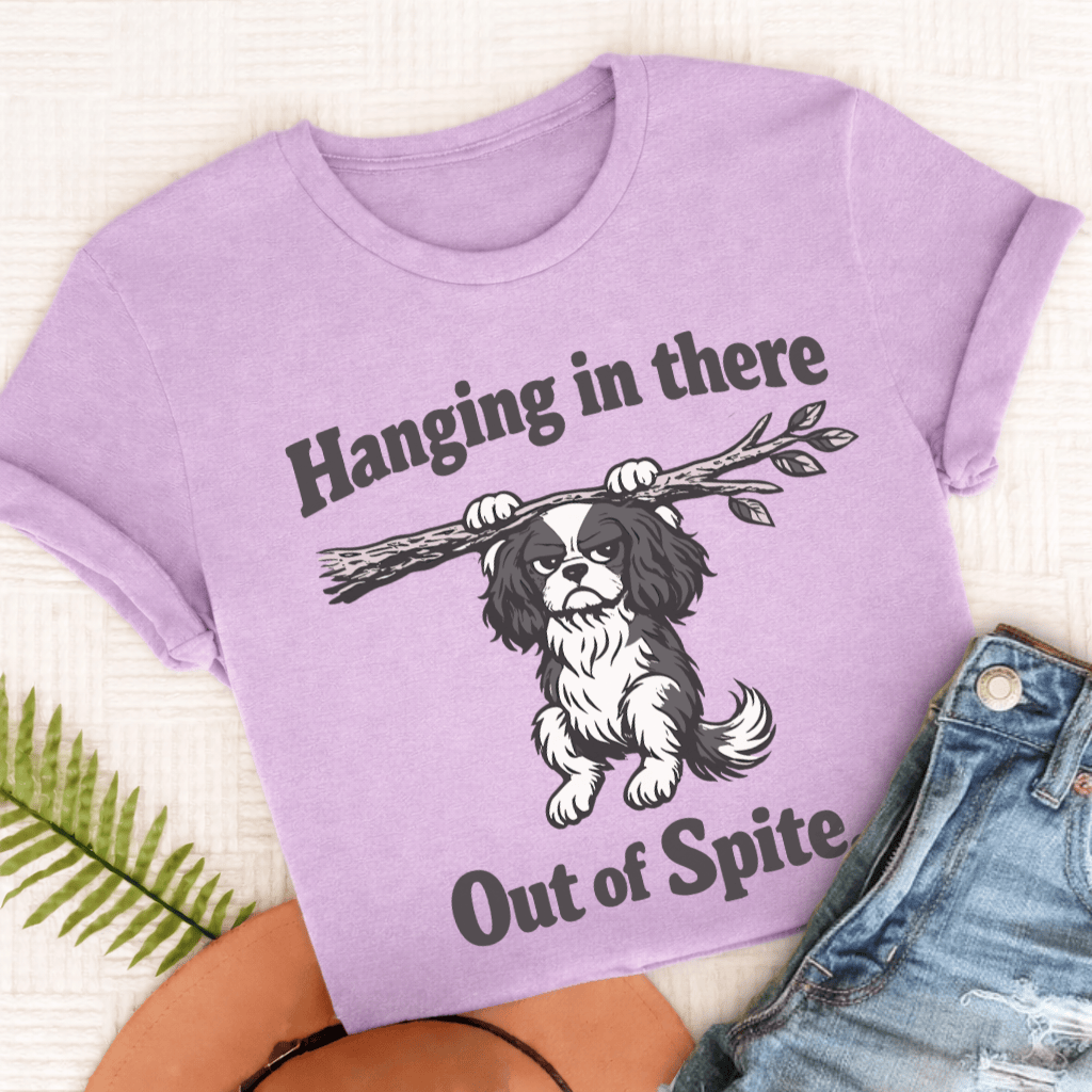 Cavalier King Charles Hanging In There Unisex TShirt Comfort Colors Orchid