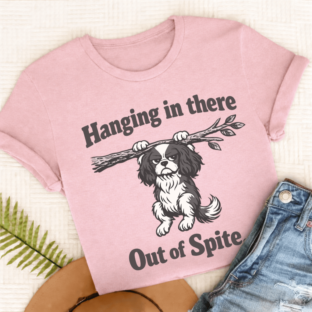 Cavalier King Charles Hanging In There Unisex TShirt Comfort Colors Blossom