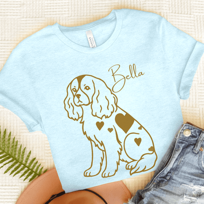 Cavalier King Charles Heart Dog TShirt Heather Ice Blue