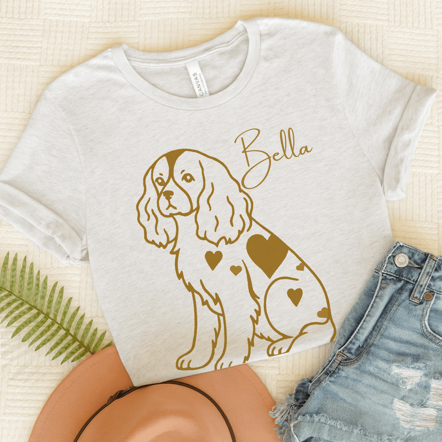 Cavalier King Charles Heart Dog TShirt Ash