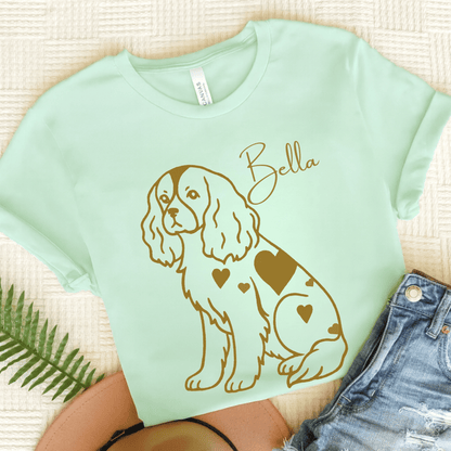 Cavalier King Charles Heart Dog TShirt Heather Mint