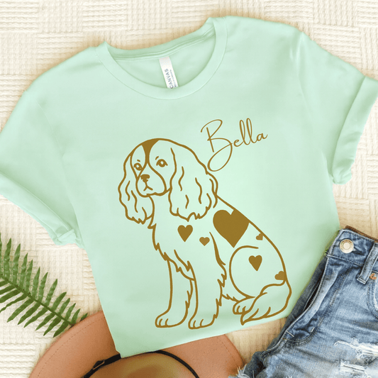 Cavalier King Charles Heart Dog TShirt Heather Mint