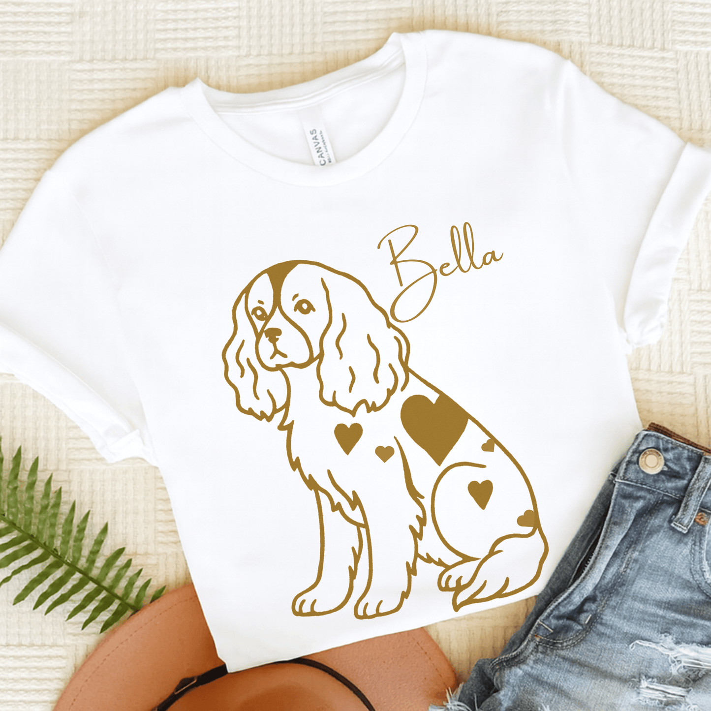 Cavalier King Charles Heart Dog TShirt White