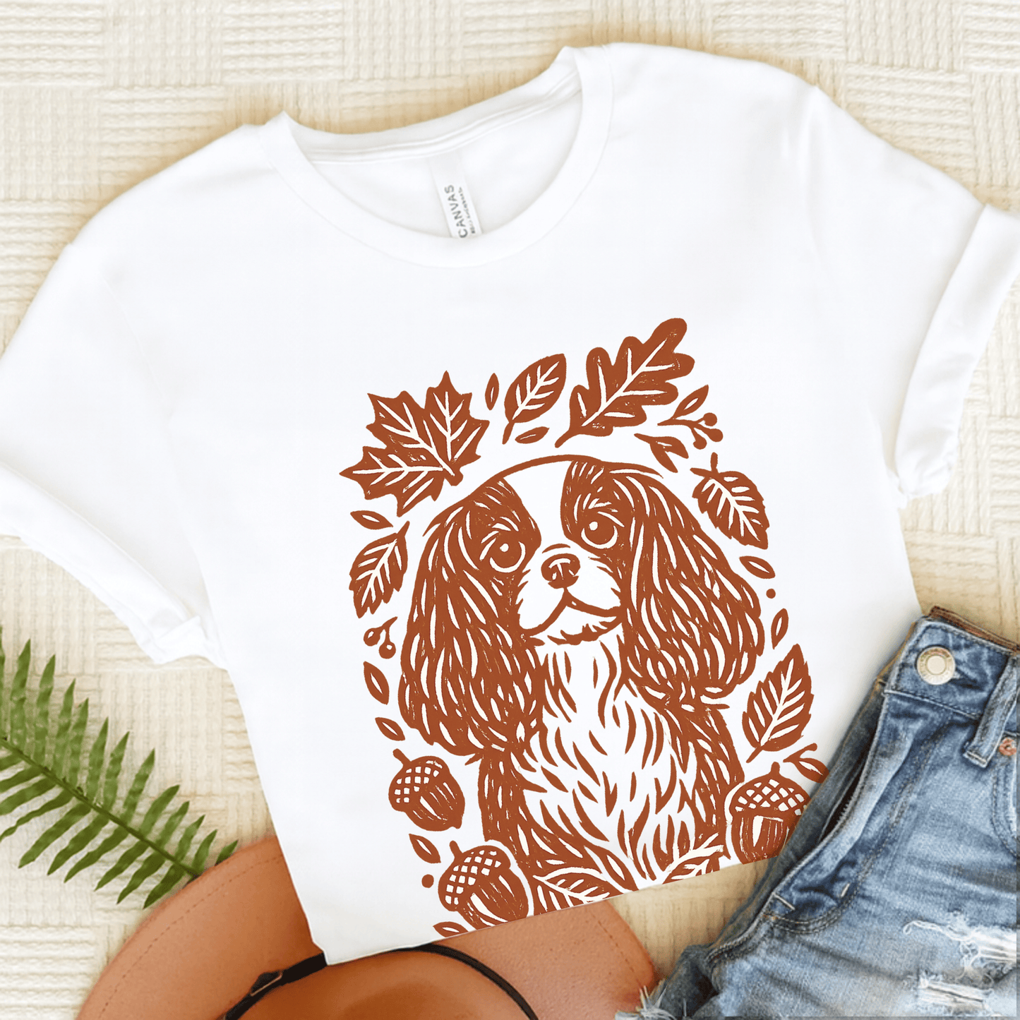 Cavalier Fall Leaves Unisex TShirt White