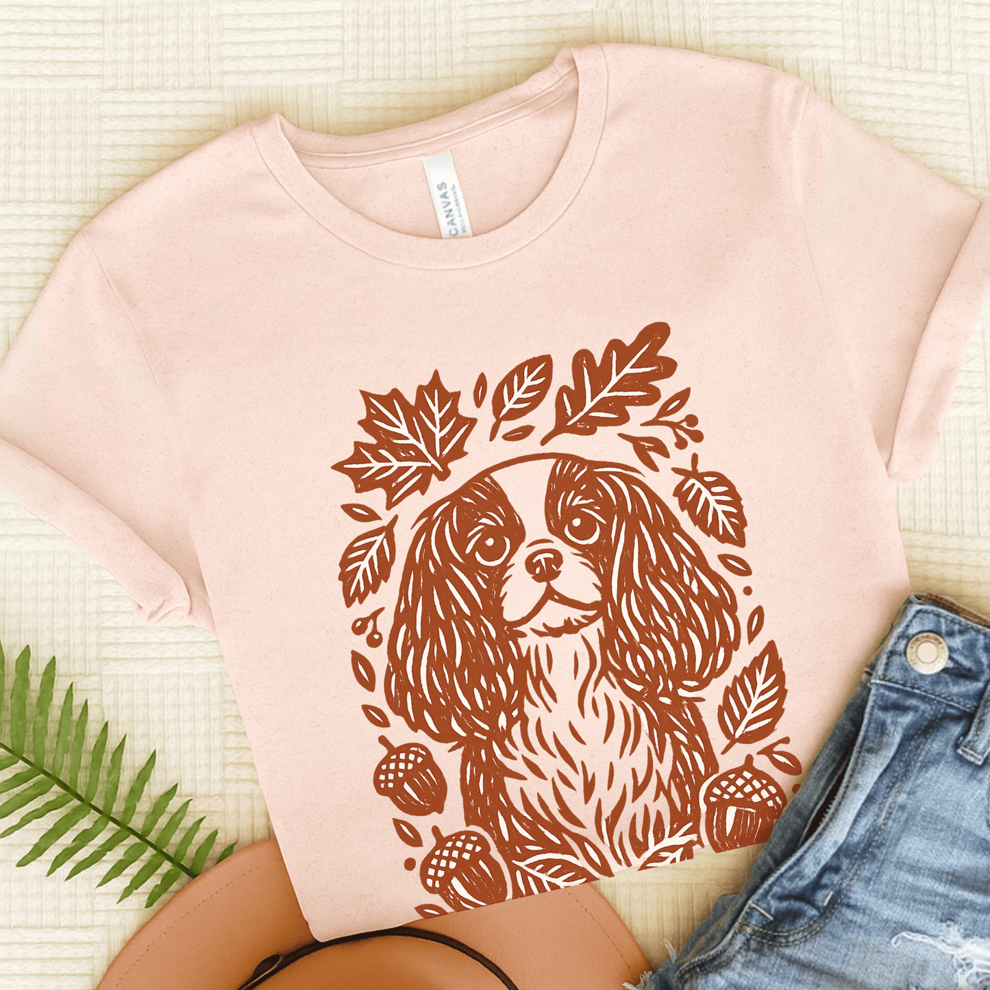 Cavalier Fall Leaves Unisex TShirt Soft Pink