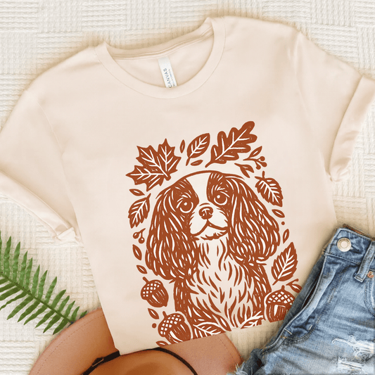 Cavalier Fall Leaves Unisex TShirt Natural