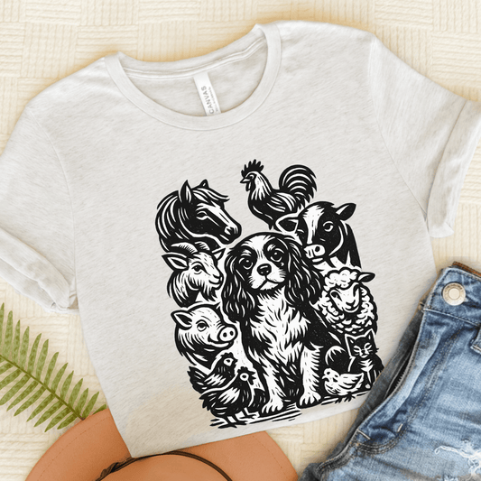 Cavalier Farm Animals Unisex TShirt Ash