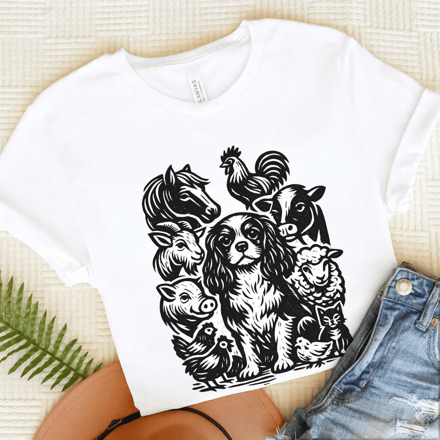 Cavalier Farm Animals Unisex TShirt White