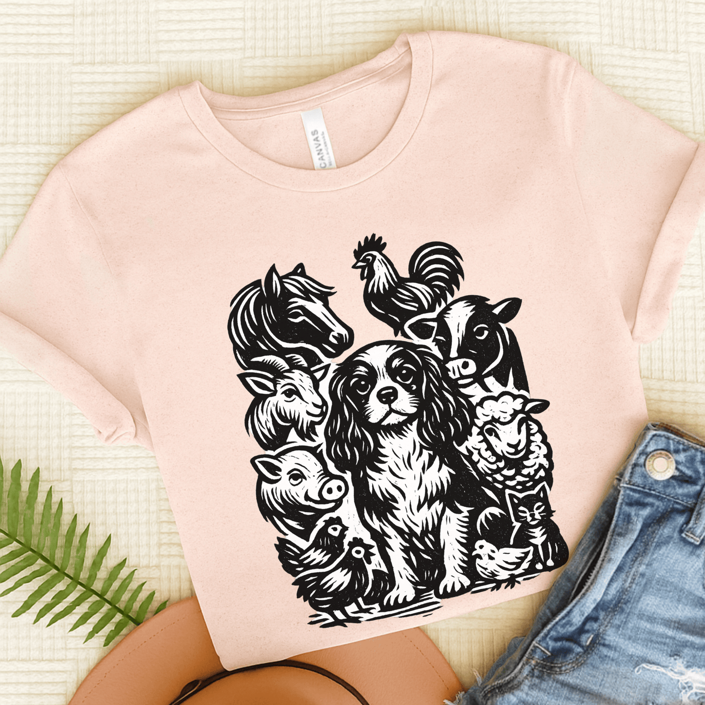 Cavalier Farm Animals Unisex TShirt Soft Pink