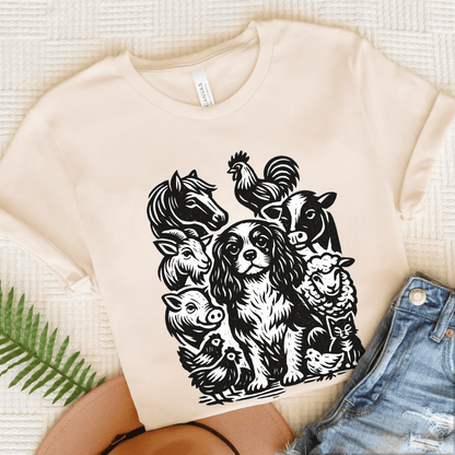 Cavalier Farm Animals Unisex TShirt Natural