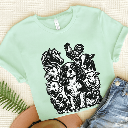 Cavalier Farm Animals Unisex TShirt Heather Mint