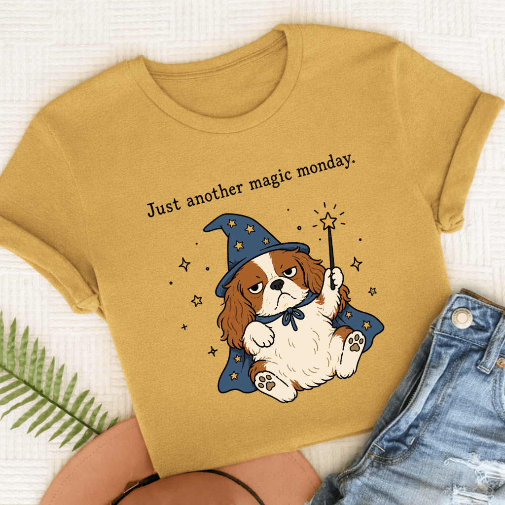 Cavalier King Charles Magic Monday Unisex TShirt Comfort Colors Mustard