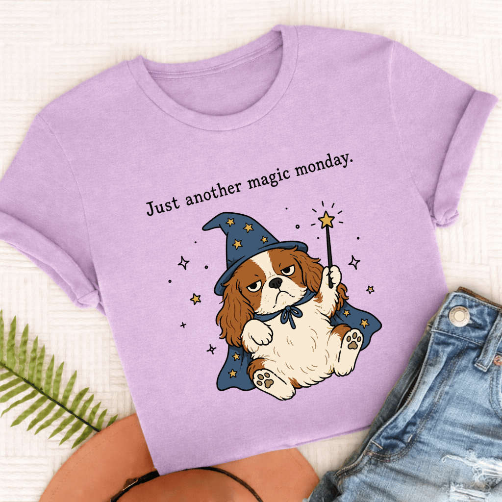 Cavalier King Charles Magic Monday Unisex TShirt Comfort Colors Orchid