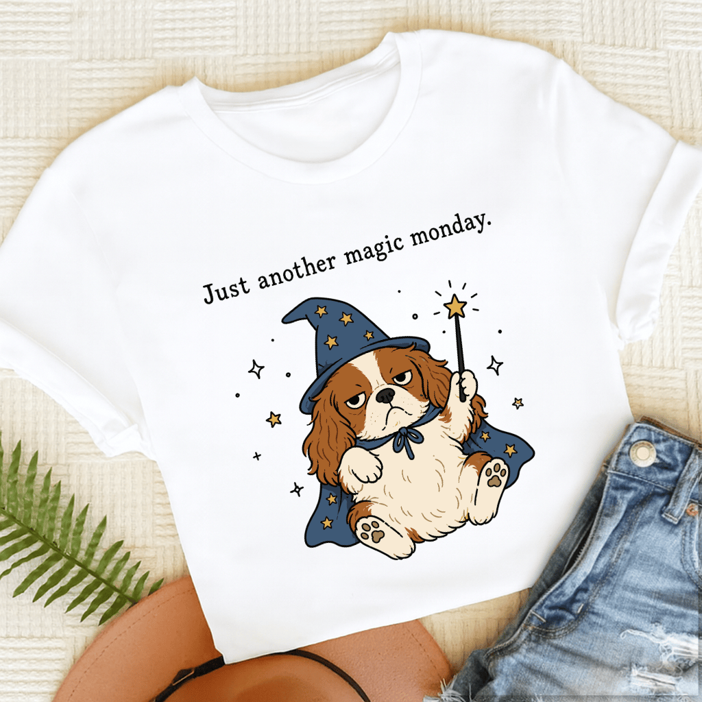 Cavalier King Charles Magic Monday Unisex TShirt White