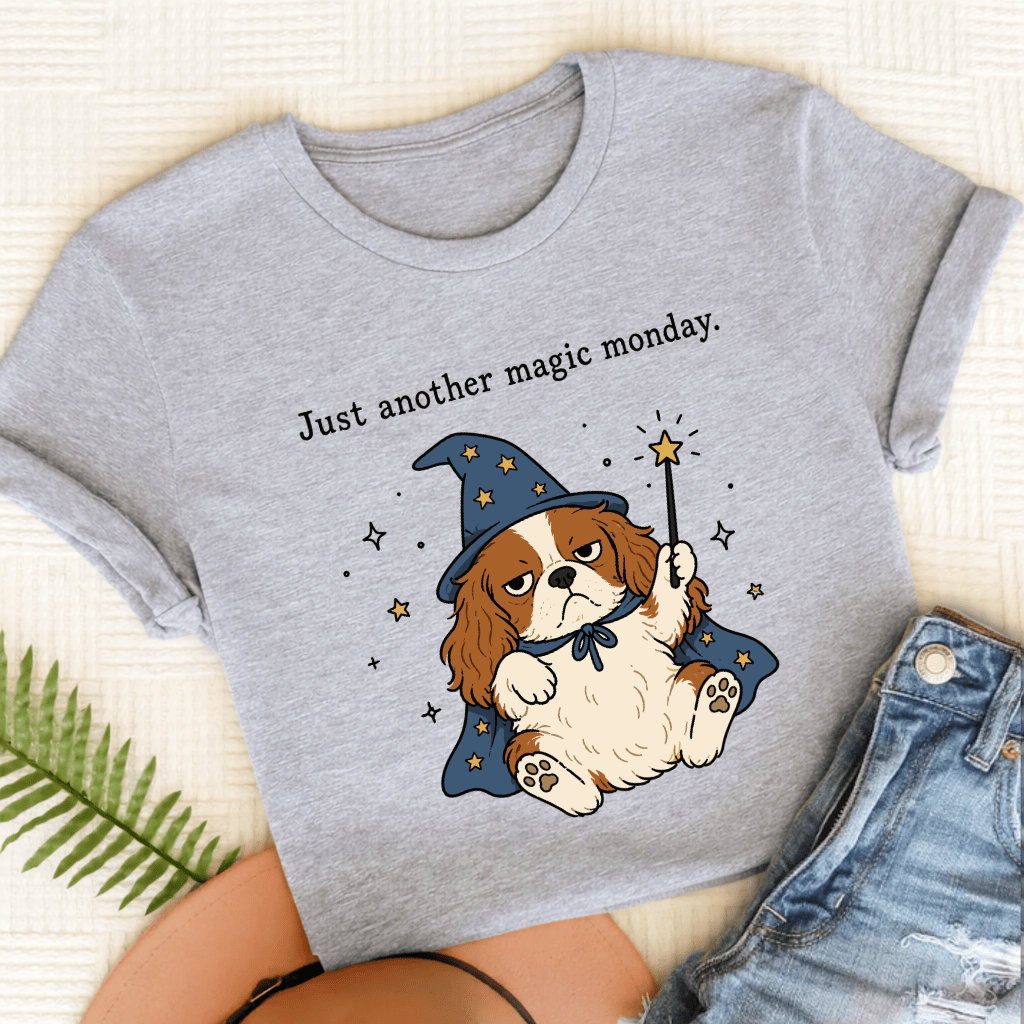Cavalier King Charles Magic Monday Unisex TShirt Sport Grey