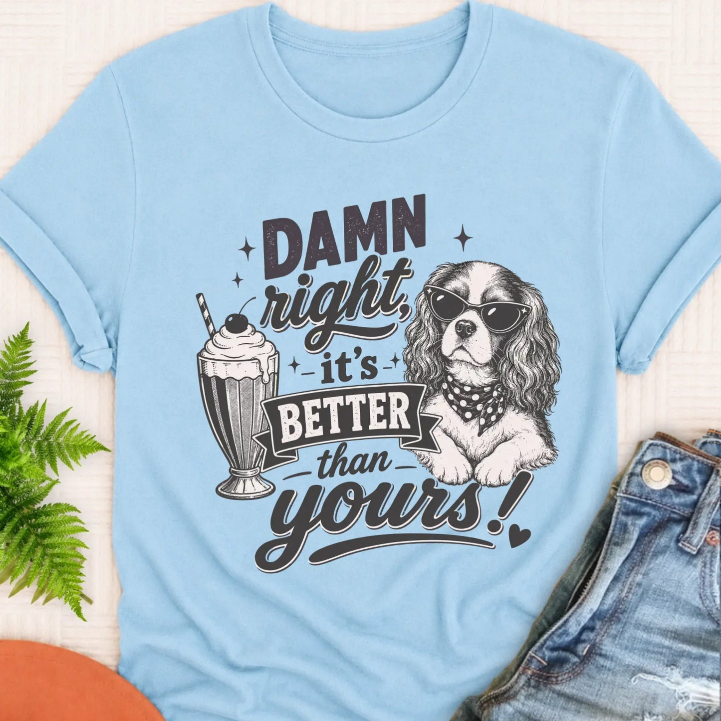 T-Shirt Chambray / S Cavalier King Charles Milkshake Unisex TShirt