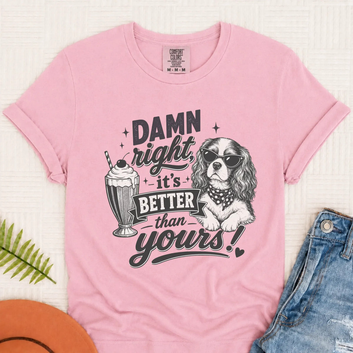 Cavalier King Charles Milkshake Unisex TShirt Blossom