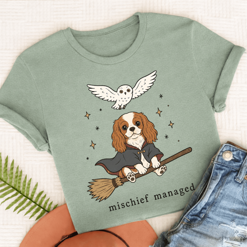 Cavalier King Charles Mischief Managed Unisex TShirt Comfort Colors Bay