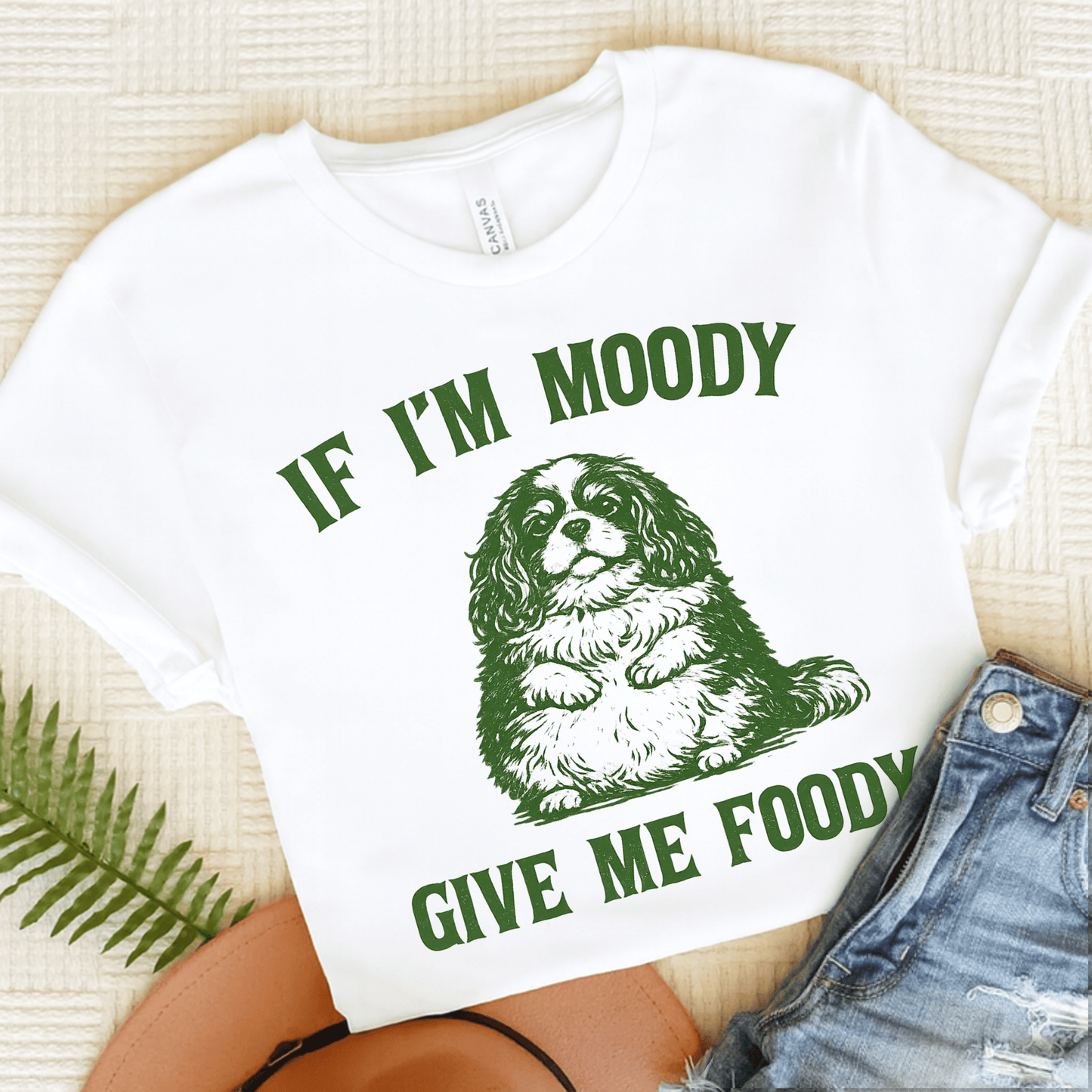 Cavalier Moody Give Me Foody Unisex Tshirt White L